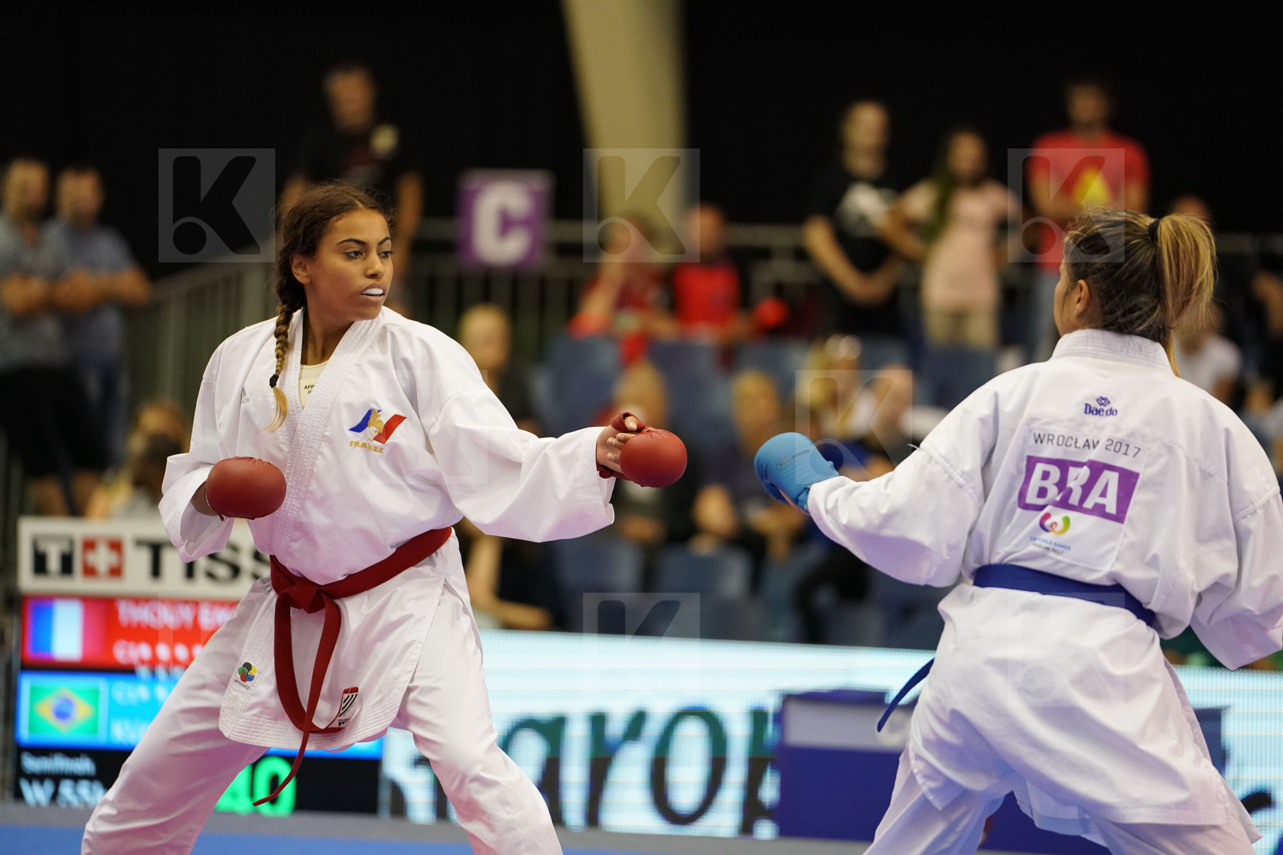 Brazil Female Kumite -55kg France Kumizaki Valeria Thouy Emilie
